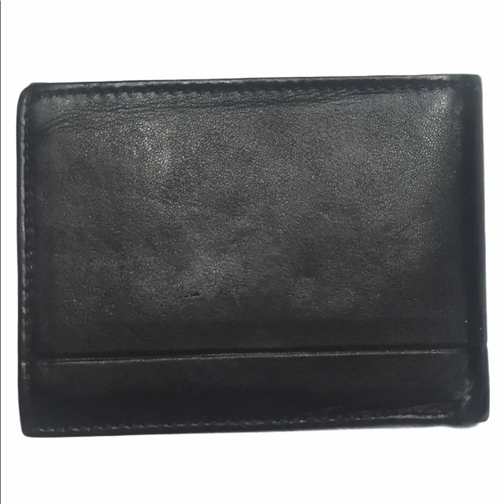 PERRY ELLIS Portfolio Bifold Wallet Genuine Leather Black